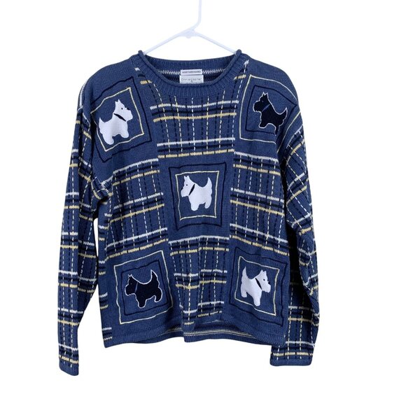 Christopher & Banks Hand Embroidered Scottie Dog Knit Sweater - Size Medium - Picture 1 of 6